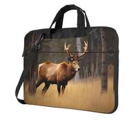Wildlife Deer Bear Elk Print Borsa per computer portatile, tracolla imbottita, semplifica il tuo quotidiano, ideale per viaggi di lavoro, nero, 13 inch