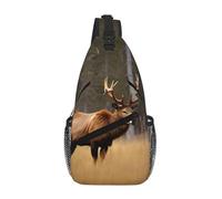 Wildlife Deer Bear Elk Sling Borsa a tracolla per uomini e donne piccola borsa a tracolla impermeabile mini zaino a tracolla per escursionismo