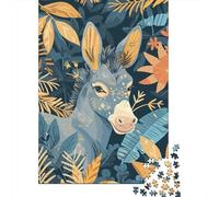 Wildlife donkey paper puzzle 1000 pieces Forest jigsaw for adults Thick eco material Brain training Wall art 52x38cm/1000pcs