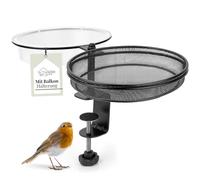 WILDLIFE HOME Mangiatoia per uccelli con abbeveratoio per uccelli da appendere al balcone, 2 in 1 con mangiatoia per uccelli selvatici con supporto in metallo per balcone