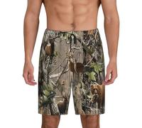 Wildlife Hunting Deer Bear Elk - Pantaloncini da notte da uomo, con tasche laterali, vestibilità traspirante, disponibile in grande.