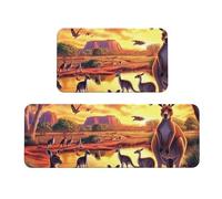Wildlife Of Australia - Set di 2 tappeti da cucina in legno antiscivolo, anti-affaticamento, tappetini lunghi per casa e ufficio