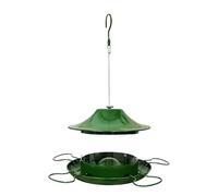 Wildlife Seed Dispenser - Outdoor Hanging Feeder for Songbirds | Powder Coated Metal with Spacious Reservoir, Protected Roof Cover, Simple Assembly for Finch Sparrow Chickadee Feeding Patio or Balcony