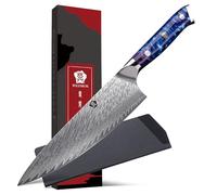 WILDMOK Coltello da Chef 20 cm, Super Acciaio 67 Strati Damasco Rasoio Affilato, Blu e Verde Mix Manico in Resina Full Tang