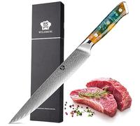 WILDMOK Coltello da intaglio Damasco, coltello da carne professionale tagliente 22.9cm, coltello multifunzione da cucina in acciaio giapponese Super VG10 con manico completo