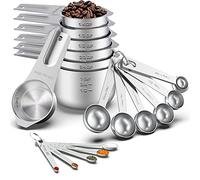 Wildone - Set di 21 misurini e cucchiai in acciaio inox, impilabili, misurini e cucchiai per cucinare e cuocere, include 7 tazze, 9 cucchiai e 5 mini cucchiai