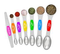 Wildone - Set di 7 cucchiai dosatori magnetici in acciaio inox a doppio lato, per ingredienti secchi e liquidi, inclusi 6 cucchiai resistenti e 1 livellatore, adatti a barattoli di spezie