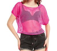 WILDPARTY Vestiti Anni 80 Anni 90, Abbigliamento Donna, Maglia Rete, Maglia Neon, Costume Aerobico Sexy, Off Shoulder 80s, Abbigliamento Estivo, Top Tema, Carnevale