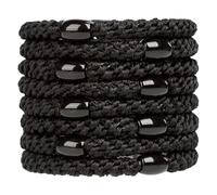 WILDREEDS 8 elastici per capelli spessi, braccialetto per coda di cavallo, eccezionalmente sicuri con tenuta delicata, accessori per capelli per ragazze e donne, nero