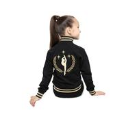WILDWINS Tuta sportiva per ragazze, set di giacca con cerniera e trouser, ginnastica, acrobatics, ballet dancing, Nero , 134