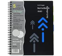 Wiler NB150A Quaderno Maxi Spiralato A4 con 4 Fori e Microperforazione, 150 Fogli e 5 Divisori in PP Removibili. 90fg Quadretti 5mm + 60fg Righe 8mm