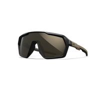 Wiley X Citadel Shield, occhiali da sole di sicurezza per uomini e donne, protezione UV per tiro, pesca e ciclismo, montatura nera opaca e marrone chiaro, lenti a specchio in tungsteno accattivanti