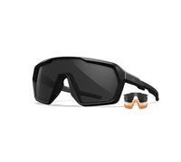 Wiley X Citadel Shield, occhiali da sole di sicurezza per uomini e donne, protezione UV per tiro, pesca e ciclismo, montatura nera opaca, kit di 3 lenti grigie, trasparenti e ruggine