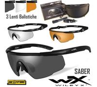 WILEY-X Saber Occhiali Balistici Protezione Balistica 3 Lenti Intercambiabili