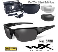 WILEY-X Saint Occhiali Balistici Protezione Balistica 2 Lenti Intercambiabili BK