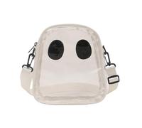 Wilgure 1. Halloween Skull Print Crossbody Bag PU leggero cinturino regolabile per feste Daily Essentials borsa a forma di teschio, Nero trasparente