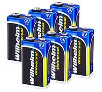 Wilhelm, 6 batterie a blocco 9 V, adatte anche per rilevatori di fumo di 10 anni, batteria a blocco Longlife per una durata massima di vita 6LR61 9 Volt