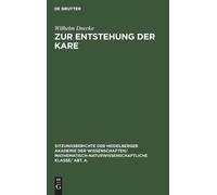 Wilhelm Deecke Zur Entstehung Der Kare (Copertina rigida)
