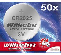Wilhelm - Pila a bottone al litio, 3 V, 50 x CR 2025