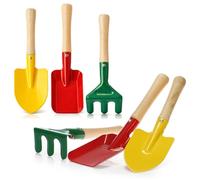 Wilhelm Sell® set attrezzi giardino 6 pezzi, mini utensili per balcone terrazza, kit per piantare con paletta trapiantatore rastrello, accessori per vaso aiuola (Set da 6 pezzi)