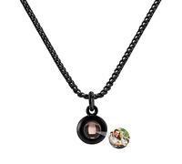 WILINNI Collana Con Foto Personalizzata Per Uomo | Personalizzata Collana Con Foto Proiettata Di Foto Con Pendente A Cerchio, Regalo Romantico Per Uomo, Papà | Natale, Anniversario (stile 2)