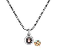 WILINNI Collana Con Foto Personalizzata Per Uomo | Personalizzata Collana Con Foto Proiettata Di Foto Con Pendente A Cerchio, Regalo Romantico Per Uomo, Papà | Natale, Anniversario (stile 1)