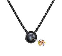 WILINNI Collana Con Foto Personalizzata Per Uomo | Personalizzata Collana Con Foto Proiettata Di Foto Con Pendente A Cerchio, Regalo Romantico Per Uomo, Papà | Natale, Anniversario (stile 4)