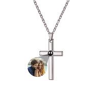 WILINNI Collana Con Foto Personalizzata Per Uomo | Personalizzata Collana Con Foto Proiettata Di Foto Con Pendente A Croce, Regalo Romantico Per Uomo, Papà | Natale, Anniversario (stile 12)