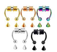 Wilitto 5 anelli per naso per donne, piercing per naso gioielli anelli per naso cerchi a forma di ferro di cavallo, anelli per naso in acciaio inox chirurgico, 5 pezzi, Anello del naso