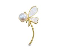 Wilitto Accessorio di lunga durata, squisita spilla vintage a forma di libellula, in acciaio inox, decorazione con perle finte, resistente all'usura, antiossidante, Metallo, Pietra secondaria