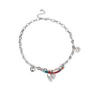 Wilitto Collana con perline colorate, regolabile, estesa, corta, da donna, con ciondolo a forma di cuore, con squisiti gioielli leggeri, Metallo, Pietra secondaria