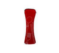 Wilitto Custodia per posate da viaggio, portatile, da campeggio, lavoro, scuola, picnic, forchetta, cucchiai, bacchette, borsa per imballaggio posate, borsa per posate da viaggio, Rosso