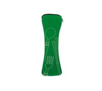Wilitto Custodia per posate da viaggio, portatile, da campeggio, lavoro, scuola, picnic, forchetta, cucchiai, bacchette, borsa per imballaggio posate, borsa per posate da viaggio, Verde