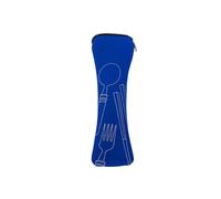Wilitto Custodia portatile da viaggio per posate, forchetta, cucchiaio, bacchette, organizer per campeggio, scuola, picnic, blu scuro