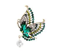 Wilitto Resistente all'usura Pin Anti-ruggine Strass Collare Elegante Farfalla Faux Pearl Spilla Maglione Corpetto Metallo Abbigliamento Moda, lega e strass, Pietra secondaria