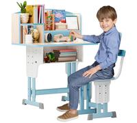 Wilitto Set di scrivania e sedia per bambini, scrivania e sedia per studenti, con cassetto portaoggetti e librerie, set di scrivania e sedia per bambini, tavolo da studio per bambini dai 6 ai 12 anni