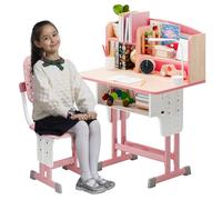 Wilitto Set di scrivania e sedia per bambini, scrivania e sedia per studenti, con cassetto portaoggetti e librerie, set di scrivania e sedia per bambini, tavolo da studio per bambini dai 6 ai 12 anni