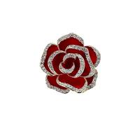 Wilitto Spilla antiruggine da donna con strass Camelie colore abbinato antiscivolo resistente all'usura collare decorazione per abito cappotto, vestito cappello rosso