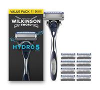 Wilkinson Sword Hydro 5, ricariche per rasoio da uomo, formato convenienza, azione idratante e lame rivestite in carbonio, set manico + 9 ricariche