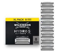 Wilkinson Sword Hydro 5 Ultimate, set di lamette di ricarica, con acido ialuronico e lame rivestite in carbonio, confezione XL, 8 ricariche