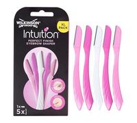 WILKINSON SWORD - Intuition Eyebrow Shaper da Donna | Rimozione dei Peli del Viso e Rifinitore | Strumento Esfoliante per Dermaplaning | Confezione da 5 Rasoi Usa e Getta