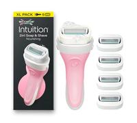 Wilkinson Sword Intuition Soap & Shave Nourishing, rasoi donna, 5 ricariche | Rasoio da donna a 4 lame, design 2 in 1 con sapone vegano e burro di karité, rade senza gel, con 5 lame di ricarica