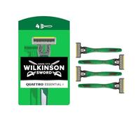 Wilkinson Sword - Quattro Essential 4 Sensitive - Rasoio Usa & Getta - Rasoio a 4 Lame per Uomo con Striscia Lubrificante con Aloe - Lame rivestite in Diamante - Confezione x3+1