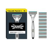 Wilkinson Sword Quattro Titanium, rasoio uomo, manico, 9 Lame di Ricarica