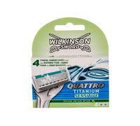 Wilkinson Sword Quattro Titanium Sensitive 4Pc Per Uomo (Lama Di Ricambio)