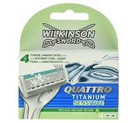 Wilkinson Sword Quattro Titanium Sensitive - Lame per rasoi da uomo, confezione da 4