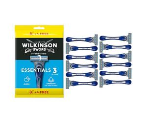 Wilkinson Sword Rasoio a 3 Lame per Uomo Extra 3 Essentials, 12 Pezzi