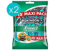 Wilkinson Xtreme 3 Pure Sensitive - Rasoi usa e getta maschili, confezione da 24 rasoi