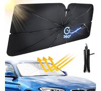 Wilkpow Parasole Auto 140*79cm Ombrello Pieghevole Antivento, Anti-UV e Blocco Calore, Girevole a 360°, Portatile per Maggior Parte dei Veicoli