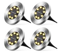 Wilktop Lampade Solari per Giardino Lampada Solare Lampada da Giardino Lampada da Terra Bianco Caldo con 8 LED LED Giardino Esterno IP65 4er in set